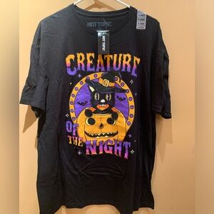 Hot Topic Black Cat Creature Of The Night T-Shirt Size XL NWT
